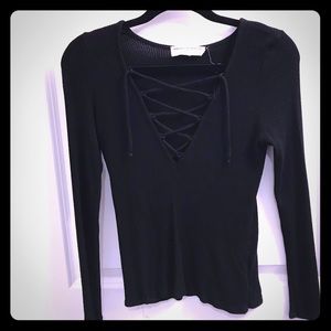 Project social T lace up front top